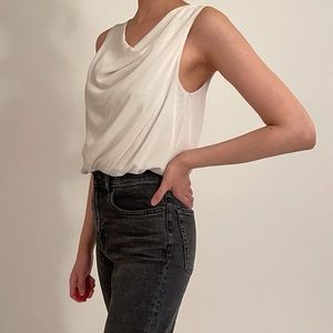 Ann Taylor Sleeveless Blouse with Draping